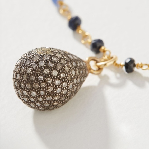 Jemma Sands Anthropologie Pacific Sapphire Necklace w/ diamond pendant - Picture 3 of 8